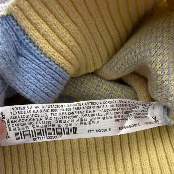 Zara Pastel Blue and Pink Cardigan with Yellow Floral Accents - Picture 13 of 13